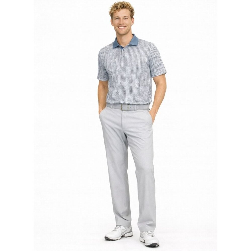 Walter Hagen Small White & Blue Print Golf Shirt Breathable & UV Protection New